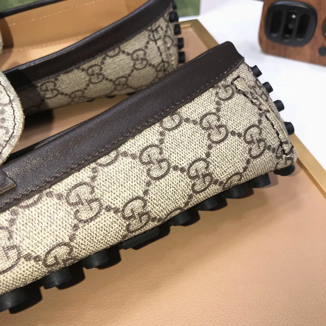 Men's Men's Shoes💰420💰[Gucci GUCCI] (High-end Niuli) New 🍀Gucci*-Gucci Peas Shoes! Made of imported original cowhide, the inner top layer is comfortable cowhide lining! Original wear-resistant rubber outsole! High quality products! Code number 38-44!